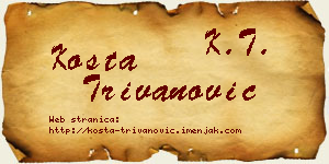Kosta Trivanović vizit kartica